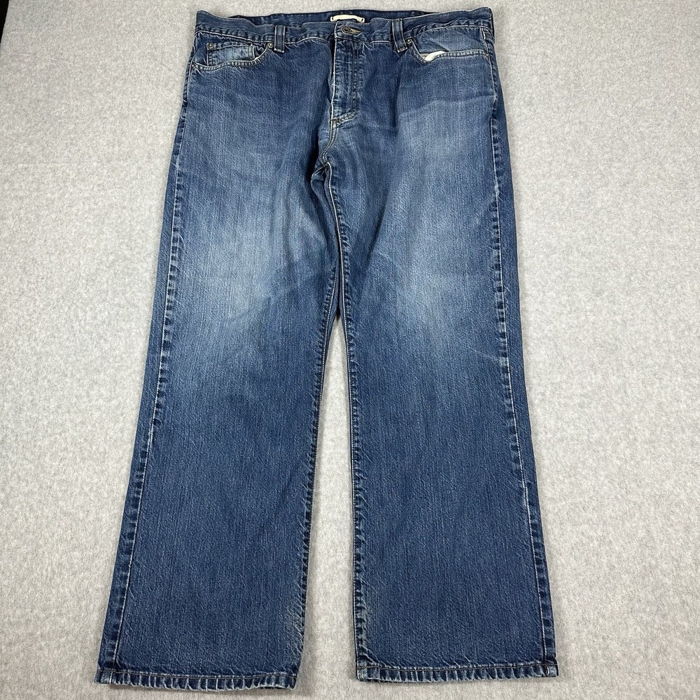 LL‎ Bean Y2K Standard Fit Straight Wide Leg Men's Jeans 40x30 Mountain Patch